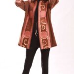 مانتوی سنتی قهوه‌ای سوزندوزی