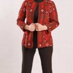 کت سنتی زرشکی با طرح گلیم