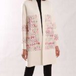 کت گلدار سفید صورتی لطیف