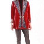 کت سنتی ترکمن با پارچه مخمل قرمز